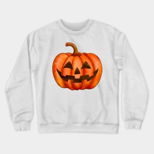 Watercolor Halloween Pumpkin Face Crewneck Sweatshirt